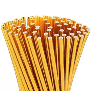 100 Pcs Gold Foil Paper Straws